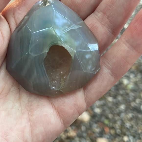 Handmade Wired Geode Suncatcher w New & Upcycled Beads Blue Colour Scheme - Picture 6 of 6